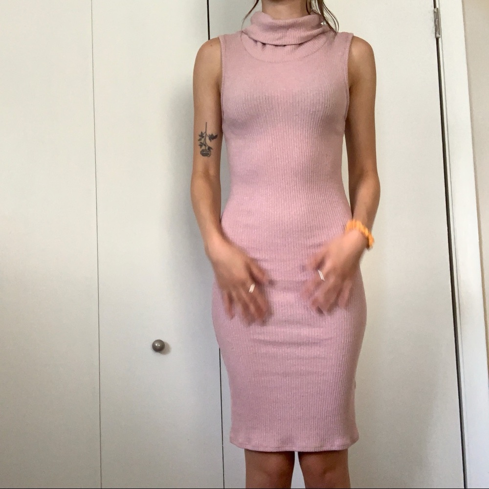 Bodycon dress with mock turtleneck
